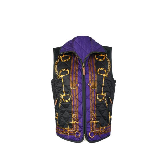 Lauren Ralph Lauren Vintage Equestrian Horse-Bit Reversible Quilted Vest P Large - Picture 1 of 8